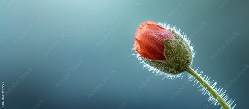 Poster poppy flower bud. with copy space image. place for adding text or design