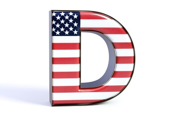 Letter D hand painted USA alphabet text with United state of America flag 