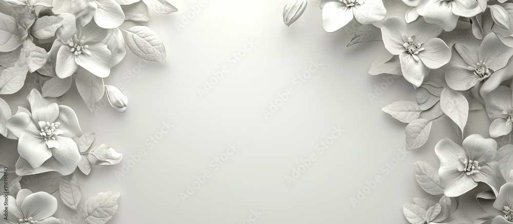 Leinwandbilder white floral border. with copy space image. place for adding text or design
