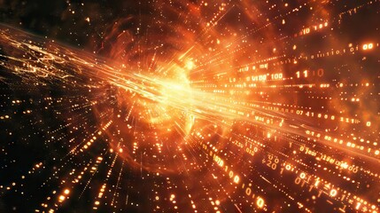 Naklejka premium Particles bokeh abstract event game trailer titles cinematic openers digital technology concert background. AI generated illustration