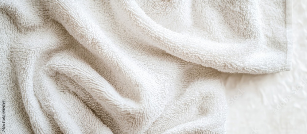Poster Soft terry towel serving as a background Area for design. with copy space image. Place for adding text or design