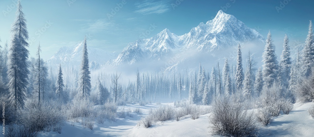 Poster the mountains winter no stress no deadlines just complete tranquility and rest dense snow blanketed 