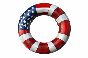 Dessert 4Th of July 3D , Donut on White background , 3D Rendering