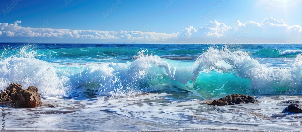 Aufkleber sea waves. with copy space image. Place for adding text or design