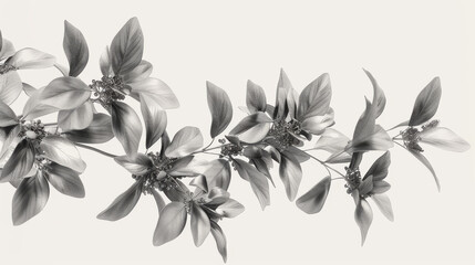 Fototapeta premium Clear plant drawings showing nature's beauty without backgrounds, made using 3D technology, for illustrations, digital compositions, and architecture visualization.