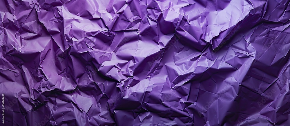 Aufkleber Purple abstract background with crumpled used wrapping paper Top view composition with empty copy space for adding text or images
