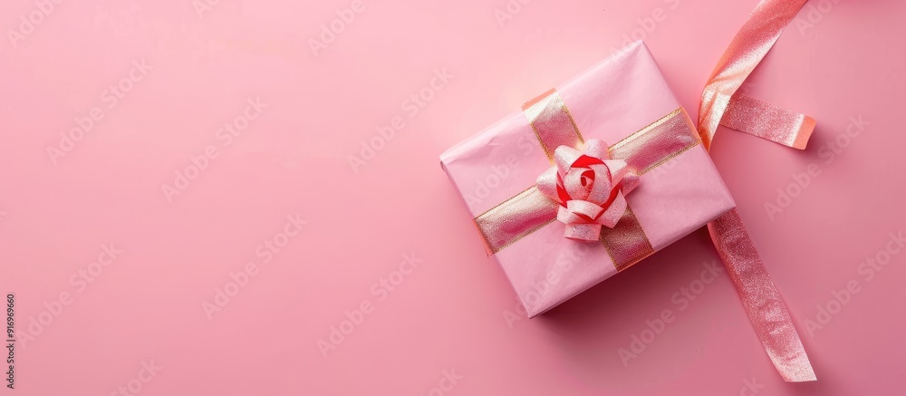 Poster pink background with a foil package providing copy space image