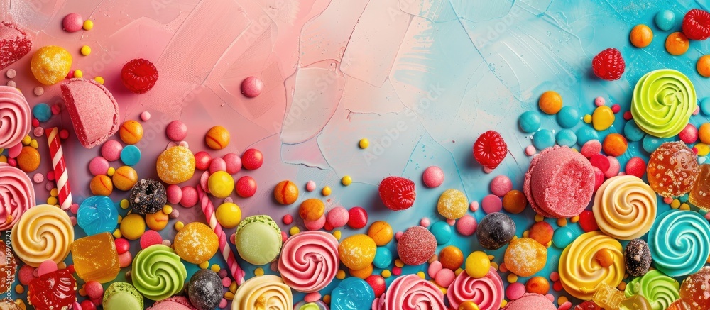 Poster Vibrant sweets creating a delightful display in a copy space image