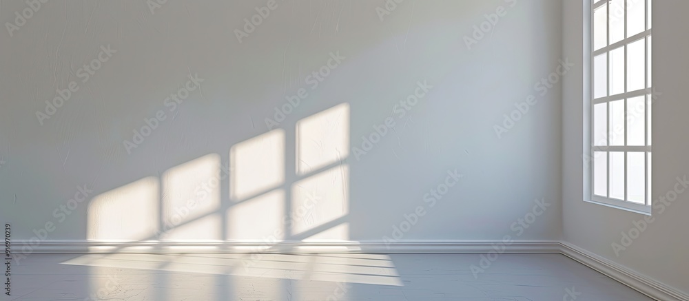 Aufkleber an empty well lit room at home displaying a plastic window against a white wall providing ample copy