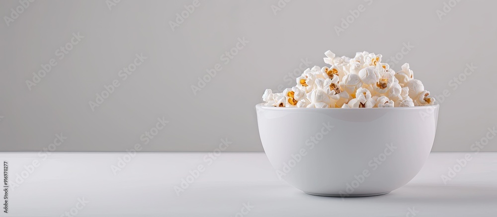 Aufkleber white bowl with popcorn showcasing a copy space image