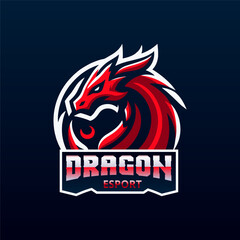 Flat Dragon Esport Logo Design Template