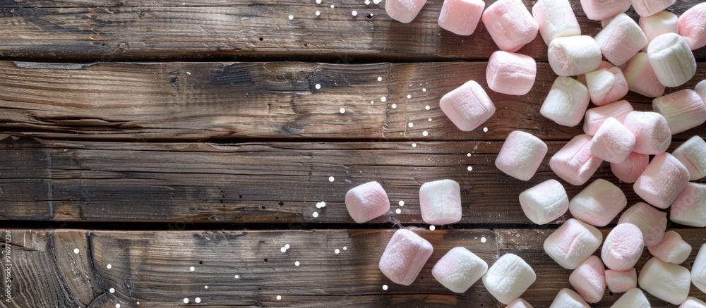 Aufkleber wooden backdrop with marshmallows offering a copy space image for customization