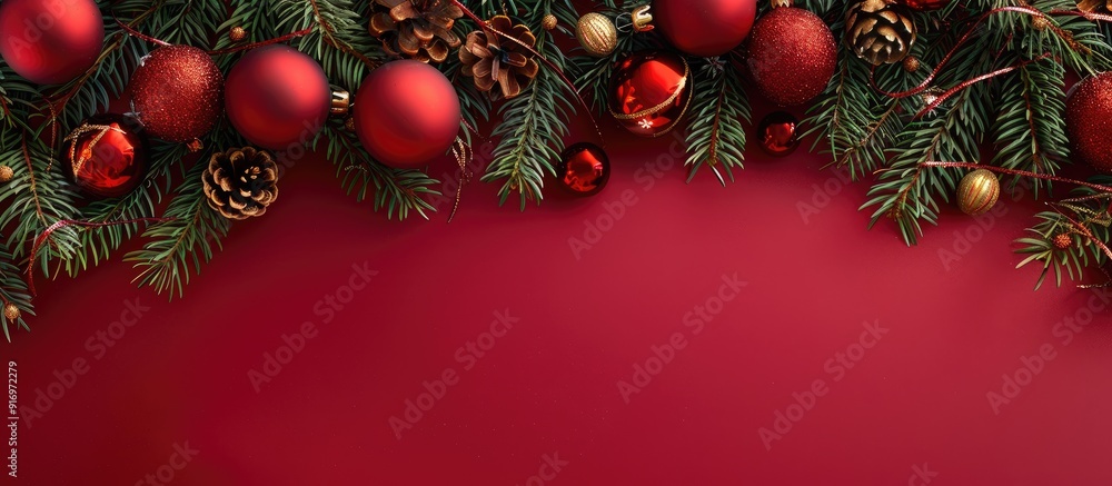 Poster festive new year backdrop adorned with christmas ornaments with additional copy space image