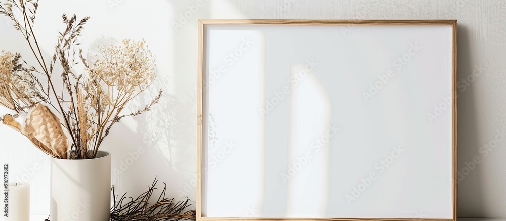 Poster a photo frame placed on a white background with copy space image
