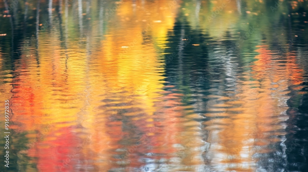 Poster reflection of a colorful forest in the wisconsin riververtical : generative ai