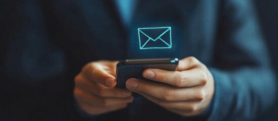 Person Holding Smartphone with Email Icon Above It