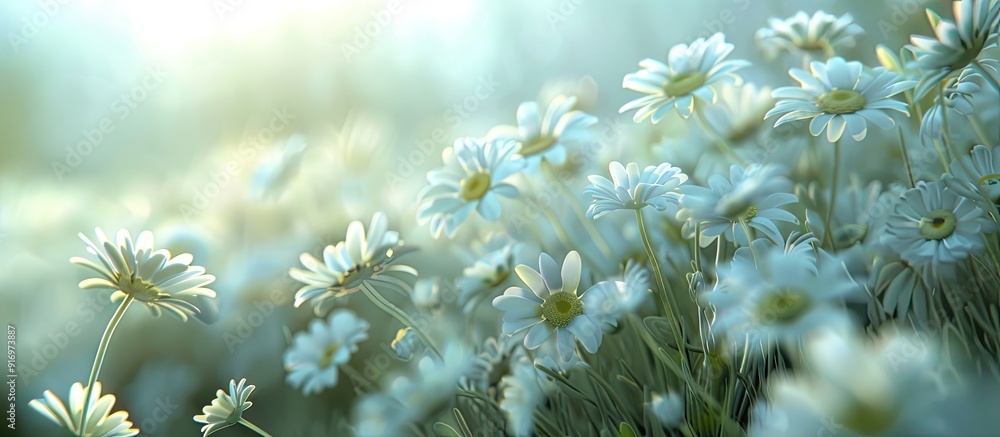 Poster field of daisies with copy space image