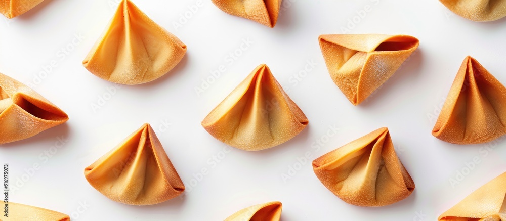 Poster fortune cookies showcasing predictions on a white backdrop copyspace image