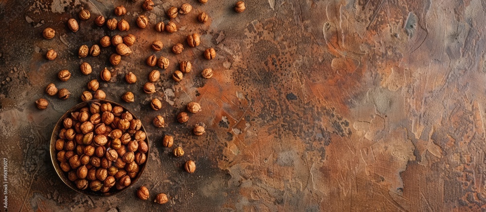 Poster an indian dark chickpea displayed alone against a textured background with copy space image availabl
