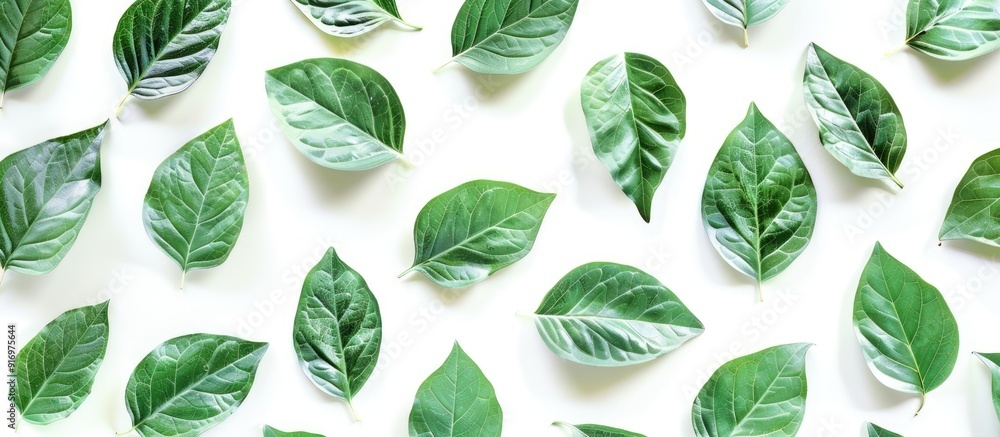 Fototapete Natural leaf motifs with an abstract green leaf pattern suitable for design projects featuring copy space image integration