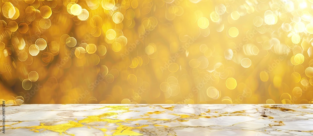 Poster luxurious backdrop for displaying products with a festive ambiance featuring a gold and white marble
