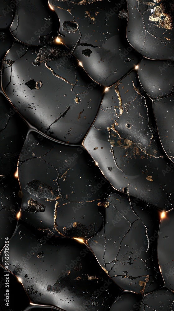 Aufkleber elegant abstract design with vintage black and charcoal grey metallic blobs, adorned with radiant go