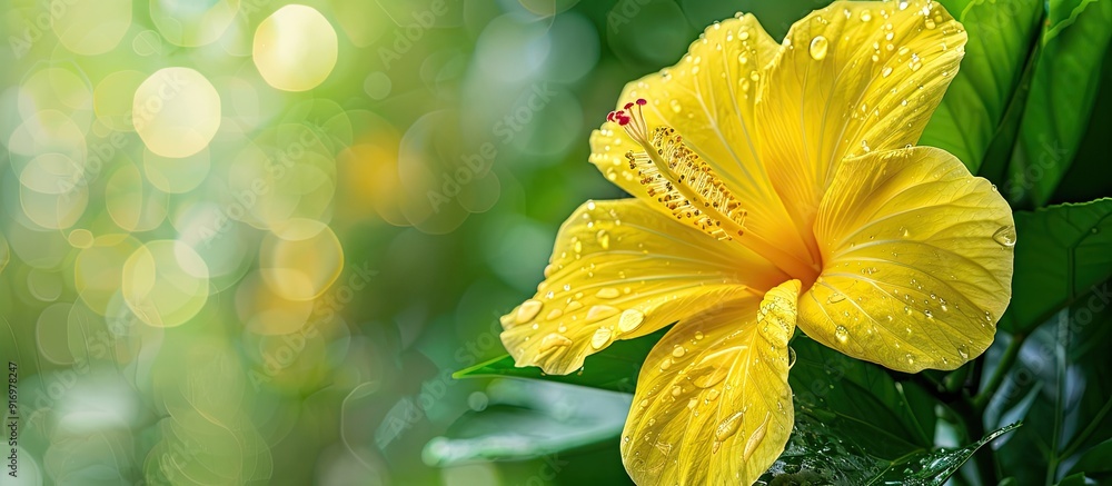 Aufkleber yellow hibiscus bloom with available copy space image
