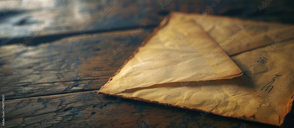 Poster envelope with dark paper edge visible ready to seal and mail showcasing a copy space image