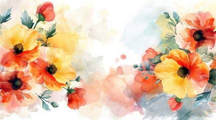Elegant Watercolor Background Featuring Sophisticated Spring Flowers in Gentle Colors for Stylish Design