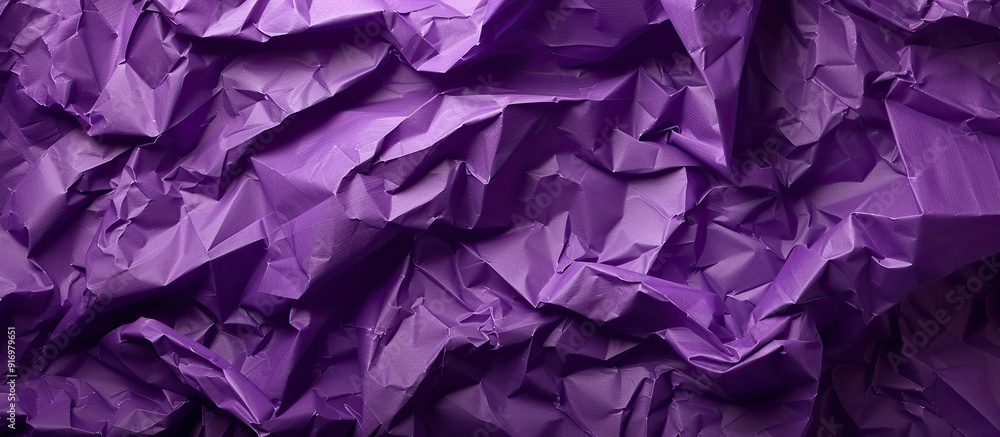Fototapete Purple abstract background with crumpled used wrapping paper Top view composition with empty copy space for adding text or images