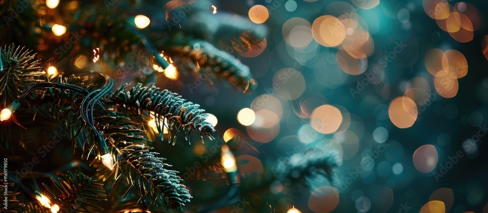 Aufkleber festive lights on a christmas tree with a blurred background perfect for christmas and new year cele