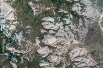 Topography of Cappadocia, Türkiye created by weathering and erosion