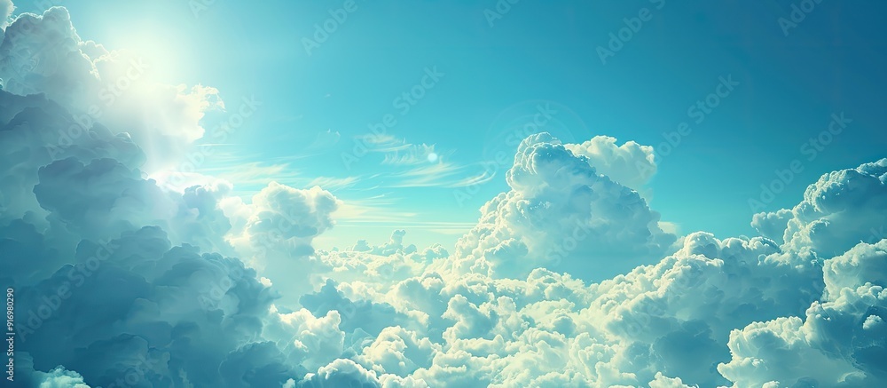 Aufkleber a serene setting featuring a blue sky filled with fluffy clouds offering room for a copy space image