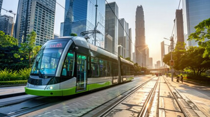 Naklejka premium Smart city infrastructure supporting green transport