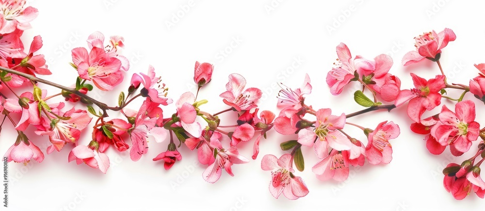 Fototapete pink flowers creating a visually appealing display against a blank white copy space image