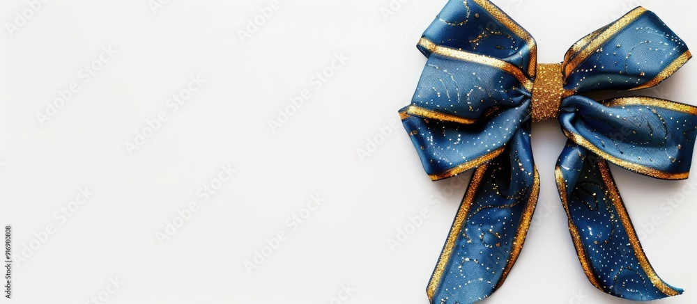 Aufkleber a stunning blue and gold bow displayed on a white backdrop creates an elegant composition with copy 