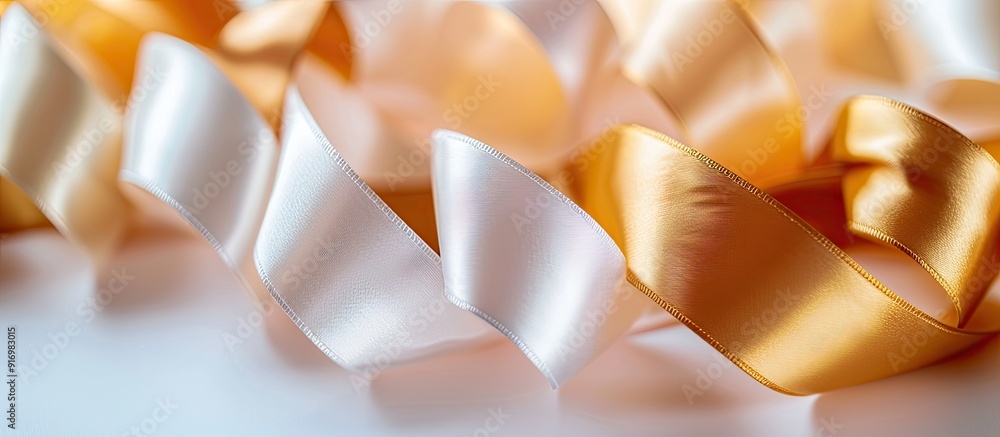 Aufkleber isolated satin ribbon rolls on a white background with copy space image