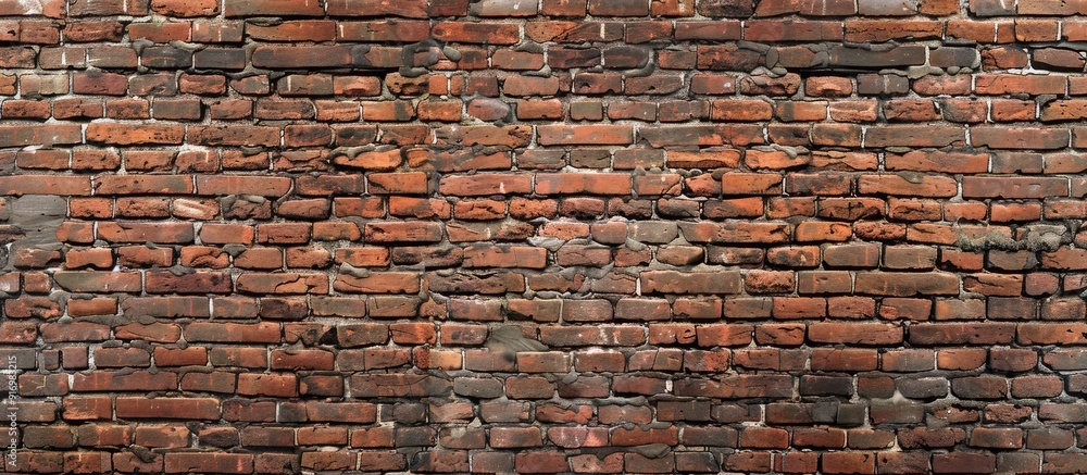 Fototapete Weathered red brick wall texture seamless and aged creates a backdrop with a rustic charm for designs and text with a copyspace image