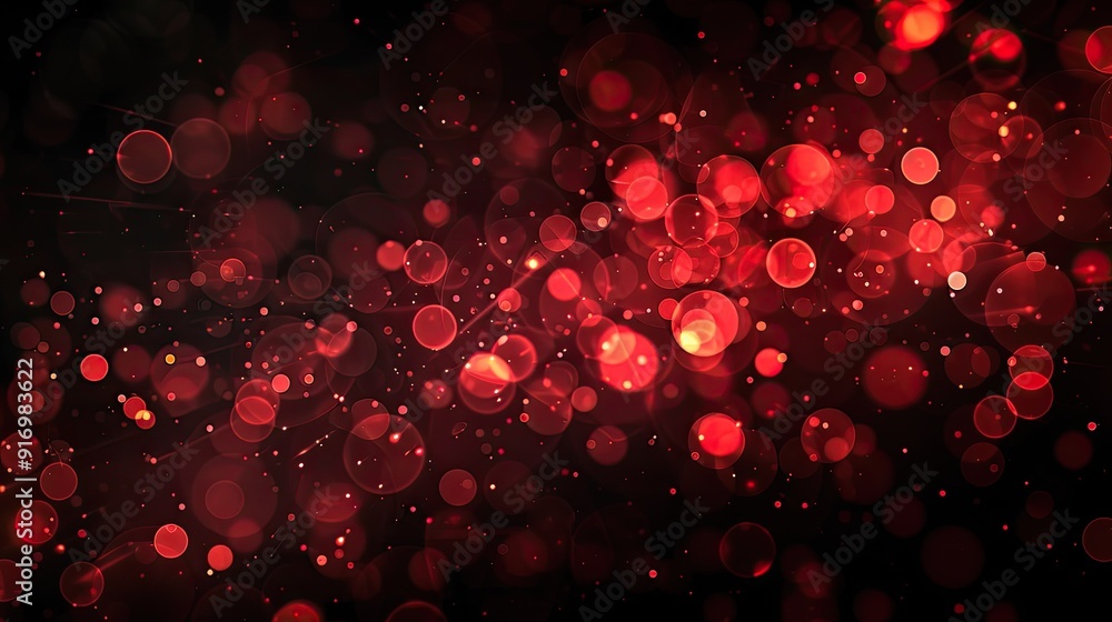 Poster red bokeh blur effect on black background