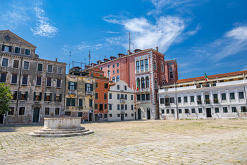 An empty square in Venice on a sunny day