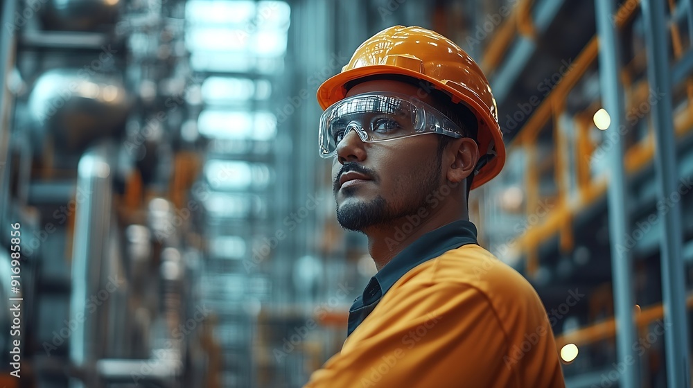 Leinwandbilder industrial factory with men at work concept professional engineer foreman inspector talking in busin