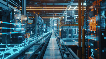 Fototapeta premium Smart factories with real-time monitoring systems