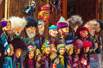 Papier-mache dolls at a street bazaar in Ichan Kala, Khiva's Inner Town.