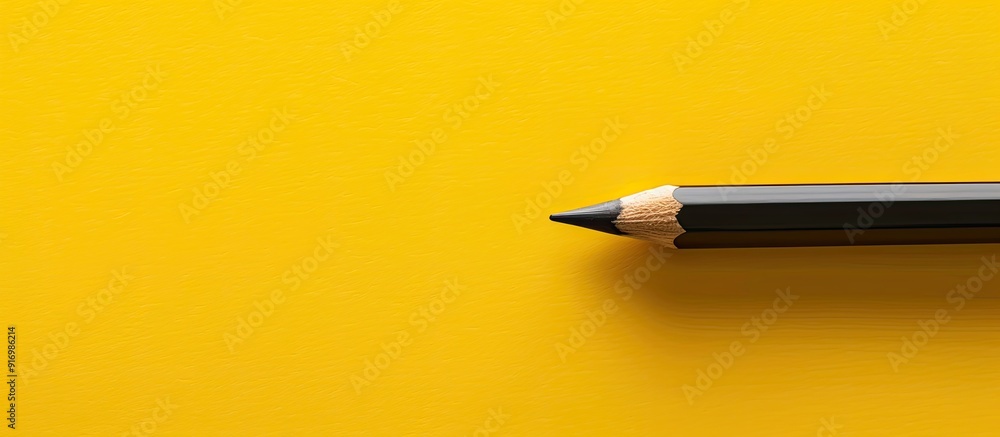 Poster Isolated pencil on a yellow backdrop with copy space image