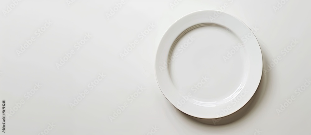 Poster an isolated plate on a white backdrop providing copy space image