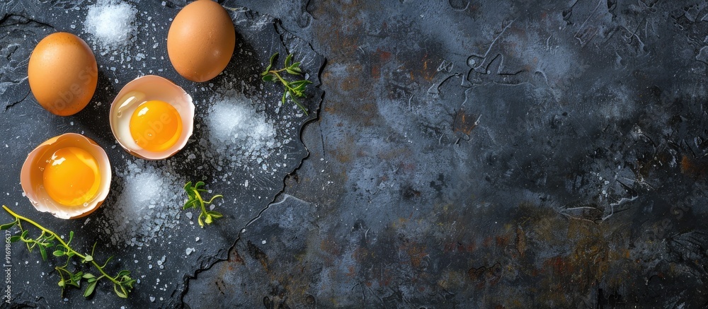 Aufkleber healthy concept emphasizing high protein from raw organic chicken eggs with copy space image