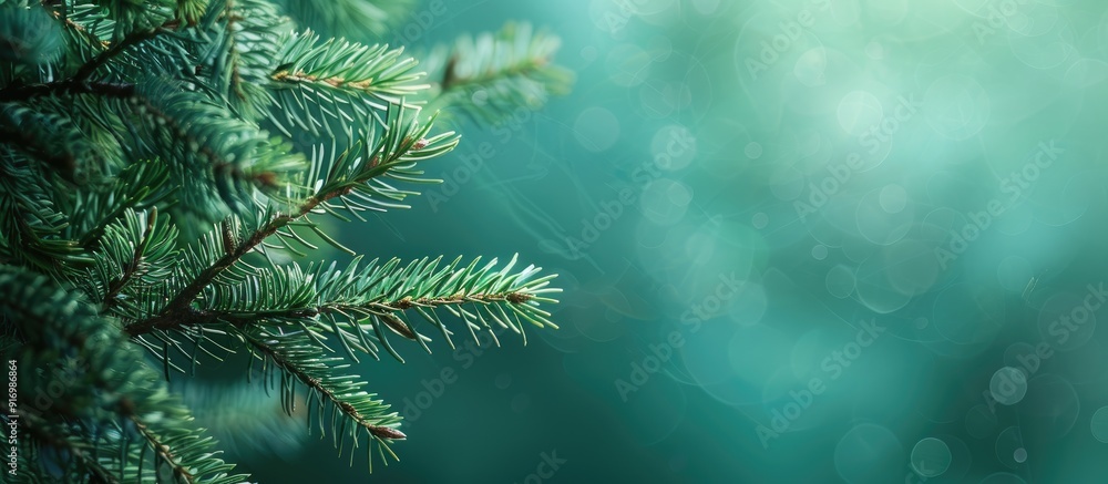 Poster Large image of a pine branch surrounding a copy space image