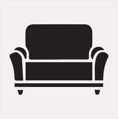 Sofa icon vector silhouette on a white background