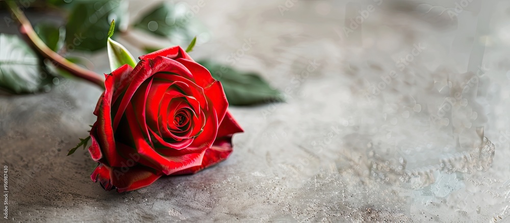 Aufkleber red rose with copy space image for personalized text