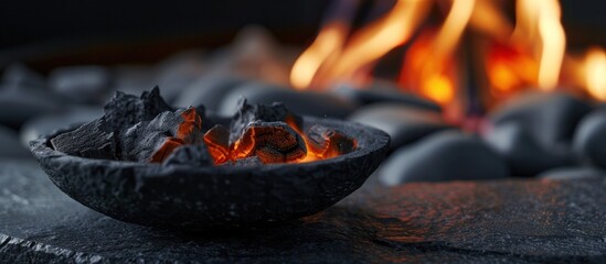 Embers Glowing in a Stone Bowl
